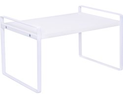 QUVIO Keukenkast organizer – Keukenkastorganizer – Plankinzet- Keukenkast rek- Keukenkast rekje – Keukenkastjes organizer – Keukenkastjes rek – Keukenkastjes organizer – Metaal – 31 cm - Wit