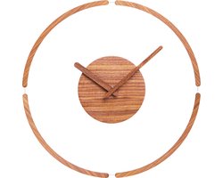QUVIO Klok – Wandklok – Klokken – Wandklokken – Wandklok hout – Grote wandklok – Klok hout – Ronde klok – Klok rond – Muurklok hout – Wandklok plexiglas - Muurklok plexiglas – 35 cm – Hout – Plexiglas - Donkerbruin