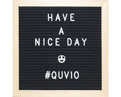 QUVIO Letterbord 25.5 x 25.5 cm / Inclusief 460 letters, cijfers, tekens en symbolen / Houten frame - Zwart