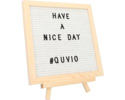 QUVIO Letterbord - Inclusief letters - Woondecoratie - Woonaccessoires - Decoratieve accessoires - Hout en vilt - Wit - Met standaard - Met lijst - 16 x 25,5 x 25,5 cm
