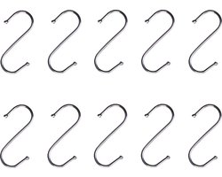 QUVIO Ophanghaken - Haken - Kleding haken - Losse haken voor theedoeken - Handdoekhaak voor in de keuken - S-Haken - Keukenhaak - 6 cm - 10 stuks - Staal - Zilver