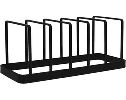 QUVIO Pannendekselhouder - Pan accessoires - Dekselhouder - Opbergrek - Metaal - Zwart - 10 x 24 x 10,5 cm