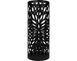 QUVIO Paraplubak met lekbak - Design paraplubak - Parapluhouder - Wandelstokhouder - Paraplus en wandelstokken - Staal - Rond - Zwart - 19 x 49 (dxh)