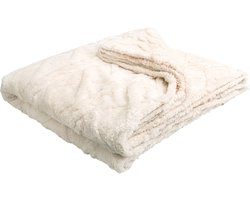 QUVIO Plaid met patroon - Poleyester - 200x230 cm - Beige