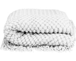 QUVIO Plaid - Plaids - Kleed - Kleed voor bank - Deken - Deken voor bank - Polyester - Lichtgrijs - 220 x 127 cm