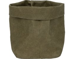 QUVIO Plantenzak - Bloempot voor binnen - Plantenbak - Tuinieren - Bloemen - Plantenpot - Planten houder - Milieuvriendelijk - Kraftpapier - 9 x 9 x 15 cm (lxbxh) - Donkergroen