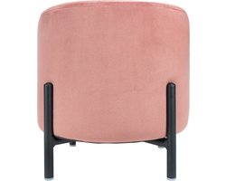 QUVIO Poef - Poef met vier metalen poten - Poefs - Woonaccesoires - Decoratiepoef - Velvet - Fluweel - Vintage roze - 30 x 31 cm