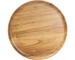 QUVIO Rond dienblad / Serveerschaal / Kaasplank / Tapasplank / Decoratieve dienbladen / Kaarsenplateau / Borrelplank - Bruin