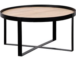 QUVIO Salontafel Anna – Rond – FSC®-gecertificeerd mangohout – Zwart – Naturel