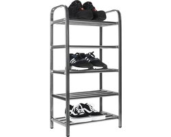 QUVIO Schoenenrek - Schoenenbank - Schoenenrekje - Schoenenrek hal - 5 legplanken - Schoenenkast - Schoenenopberger - 23,5 x 40,5 x 78 cm