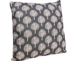 QUVIO Sierkussen boom - Gevuld - Sierkussens voor binnen - Kussentjes bank - Kussentjes met print - Sierkussens vierkant - Gevulde sierkussens - Sierkussens antraciet - Figuren sierkussens - Sierkussens - Verfijnde jutten - 45 x 45 cm - Antraciet