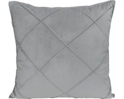 QUVIO Sierkussen geruit - Gevuld - Sierkussens voor binnen - kussentjes bank - Kussentjes - Sierkussens vierkant - Gevulde sierkussens - Sierkussens grijs - Figuren sierkussens - Sierkussens - 50 x 50 cm - Fluweel - Grijs