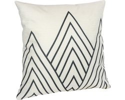 QUVIO Sierkussen met driehoek patroon - Gevuld - Sierkussens voor binnen - kussentjes bank - Kussentjes - Sierkussens vierkant - Gevulde sierkussens - Sierkussens beige - Figuren sierkussens - Sierkussens - 45 x 45 cm - Polyester - Zwart/Beige