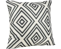 QUVIO Sierkussen met ruit patroon - Gevuld - Sierkussens voor binnen - kussentjes bank - Kussentjes - Sierkussens vierkant - Gevulde sierkussens - Sierkussens beige - Figuren sierkussens - Sierkussens - 45 x 45 cm - Polyester - Zwart/Beige