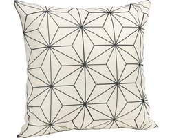 QUVIO Sierkussen met ster patroon - Gevuld - Sierkussens voor binnen - kussentjes bank - Kussentjes - Sierkussens vierkant - Gevulde sierkussens - Sierkussens beige - Figuren sierkussens - Sierkussens - 45 x 45 cm - Polyester - Zwart en Beige