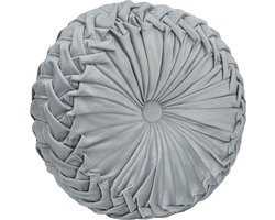 QUVIO Sierkussen rond - Sierkussen - Kussen - Hoofdkussen - Kussen woonkamer - Yoga kussen - Meditatiekussen - Kussentje - Fluweel - 40 x 40 x 13 cm (lxbxh) - Grijs