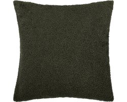 QUVIO Sierkussenhoes - Sierkussens - Sierkussen - Kussens woonkamer - Kussenhoes - Sierkussen 45x45 - Sierkussenhoes teddy - Donkergroene teddy stof - Donker groen