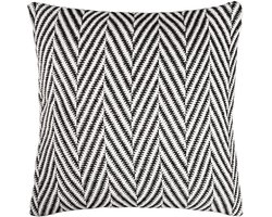 QUVIO Sierkussenhoes visgraat - Sierkussen - Kussenhoes - Kussens woonkamer - Sierkussenhoes 45x45 - Zonder vulling - Geweven - Wol - 45x45 cm - Wit - Zwart