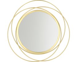 QUVIO Spiegel - Decoratieve spiegel - Wandspiegeltje - Ophangen - Rond - Goud - Metaal - 35,5 cm (d)