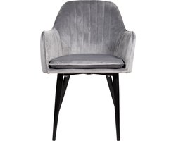 QUVIO stoel Benito van fluweel en hout / Eetkamerstoelen / Woonkamerstoelen / Stoel  / Zetels / Keukenstoelen / Stoel / Fauteuils - Antraciet