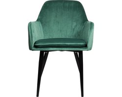 QUVIO Stoel Benito van fluweel en staal / Eetkamerstoelen / Woonkamerstoelen / Stoel  / Zetels / Keukenstoelen / Stoel / Fauteuils - Donkergroen