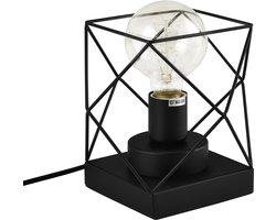 QUVIO Tafellamp modern - Lampen - Leeslamp - Nachtkastlamp - Verlichting - Tafellamp slaapkamer - Tafellampen - Bedlamp - Draadlamp - E27 Fitting - Met 1 lichtpunt - Voor binnen - Metaal - 18 x 18 cm - Zwart