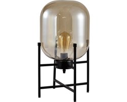 QUVIO Tafellamp modern / Nachtlampje / Bedlamp / Bureaulamp / Lamp tafel / Verlichting / Leeslamp / Sfeerlamp / Slaapkamer lamp / Slaapkamer verlichting / Keukenverlichting / Keukenlamp / Eettafellamp - Glazen stolp in metalen frame - Diameter 28 cm