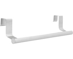 QUVIO Theedoekhouder RVS / Past op panelen van max. 1.8 cm / Makkelijke montage op een keukenkastdeur / Stalen handdoekhouder voor in de keuken - Lengte 23.5cm - RVS