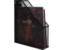 QUVIO Tijdschriftencassette - Tijdschriftenhouder - Tijdschriftenrek - Krantenbak - Lectuurbak - Magazinehouder - Magazinerek - Tijdschriftenrek wand - Gaas - Klassiek - Staal - 25,5 x 7,5 x 32 - Zwart