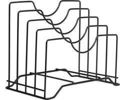 QUVIO Tijdschriftenhouder - Tijdschriftencassette - Postrek - Boekenrek - Post organizer - Postvak - Tijdschriftenrek - Lectuurrek - Magazinehouder - Draadstaal - 4 Vakken - 16 x 26 x 22 cm - Zwart