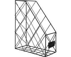 QUVIO Tijdschriftenhouder - Tijdschriftencassette - Postrek - Boekenrek - Post organizer - Postvak - Tijdschriftenrek - Lectuurrek - Magazinehouder - Draadstaal - 24 x 10 x 30 cm - Zwart
