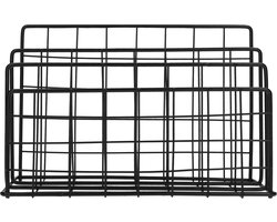 QUVIO Tijdschriftenrek - Tijdschriften organizer - Boekenrek - Tijdschriftenrek voor op bureau - Tijdschriftenhouder - Draadstaal - 3 vakken - Metaal - Zwart - 11 x 24 x 15 cm