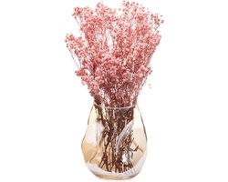 QUVIO Vaas - Bloemenvaas - Bloemenvaasje - Glazen vaas - Vazen - Vaas gekreukeld - Vaas gekreukt - Droogbloemenvaas - Droogbloemen vaas - Maat S - Glazen vaas - Glas - Transparant - Beige