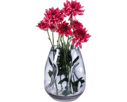 QUVIO Vaas ingedeukt – Vazen voor droogbloemen – Bloemenvaas – Maat S – Glas – Grijs