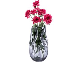 QUVIO Vaas ingedeukt – Vazen voor droogbloemen – Hoge bloemenvaas – Maat L – Glas – Grijs