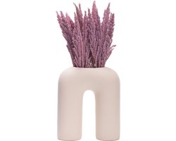 QUVIO Vaas - U vorm - Keramiek - Vazen - Bloemenvaas - Vaasje - Vaas voor droogbloemen - Japandi - Scandinavisch - Beige