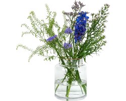 QUVIO Vaas van glas - Vaas met gouden randje - Vazen - Woonaccessoires - Droogbloemen vaas - Brede vaas - Voor binnen - Decoratieve accessoires - Glas - 15 x 18 cm (lxb)