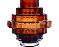 QUVIO Vaas – Vazen – Bloemenvaas – Vaas glas – Trap design – Steps vaas – Droogbloemenvaas – Vaasje – Maat L – Glazen vaas – Glas – Bruin