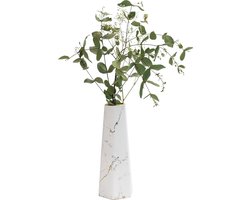 QUVIO Vaas voor droogbloemen - Vaasje - Vazen - Vaas keramiek - Landelijke bloemenvaas - Woonaccessoire voor bloemen en boeketten - Decoratieve accessoires - 9 x 9 x 25 cm (lxbxh) - Wit