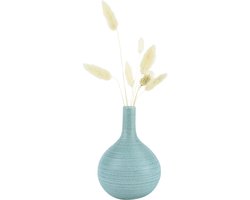 QUVIO Vaas voor droogbloemen - Vazen - Klassieke of retro bloemenvaas - Vaasje - Woonaccessoires voor bloemen en boeketten - Decoratieve accessoires - Keramiek - 10 x 14 cm (dxh) - Lichtblauw