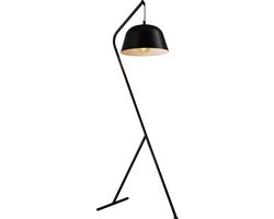 QUVIO Vloerlamp retro - Vloerlamp woonkamer - Vloerlampen - Verlichting - Lampen - Leeslamp - Staande lamp  - Met 1 lichtpunt - E27 Fitting - Voor binnen - Vintage design - 44 x 35 x 130 cm - Metaal - Zwart en wit