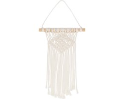 QUVIO Wandkleed macramé - Wanddecoratie - Woon accessoires - Wanddoek - Wandtapijt - Bohemian - Katoen - 20 x 40 cm - Beige