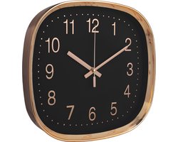 QUVIO Wandklok - Klok - Grote Wandklok - Muurklok - Keukenklokken - Voor binnen - Glas - Kunststof - Roségoud - Zwart - Diameter 29,5 cm