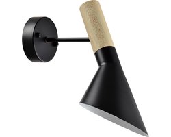 QUVIO Wandlamp Scandinavisch / Plafondlamp / Sfeerlamp / Leeslamp / Eettafellamp / Verlichting / Slaapkamer lamp / Slaapkamer verlichting / Keukenverlichting / Keukenlamp - Verstelbaar hout en metaal - Zwart en bruin