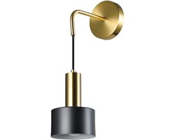 QUVIO Wandlamp - Wandlampen - Wandlamp zwart - Wandlamp goud - Wandlamp rond - Ronde wandlamp - Wandlamp goud zwart - Metaal - Goud - zwart