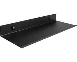 QUVIO Wandplank staal - Muurplank metaal - Wandrek - Langwerpig - Zwevend - 12 x 30 x 4 cm (lxbxh) - Zwart