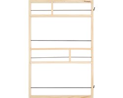 QUVIO Wandrek met elastiek - Wandrek Hout - Wanddecoratie - Woondecoratie - Opbergrek wand - Wandrekje - Lichtbruin - 3 x 40 x 60 cm