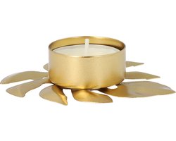 QUVIO Waxinelichthouder - Blad - Theelichthouder - Kaarsenhouder - Woonaccessoires - Decoratieve accessoires - 9 x 8 x 2 cm - Metaal - Goud