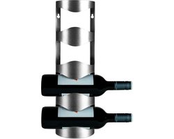 QUVIO Wijnrek - Wijnkast - Wijnaccessoire - Wijnfleshouder - Wijnrekken - Hangend aan de wand - Metaal - Inclusief bevestigingsmateriaal - 10 x 14 x 45 cm - Zilver / Grijs