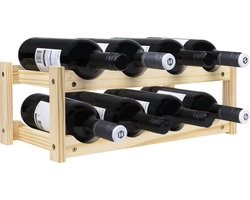 QUVIO Wijnrek / Wijnrek hout / Wijnrekken / Wijnrek staand / Wijnkast / Wijnaccessoires - Voor 8 flessen liggend - Hout